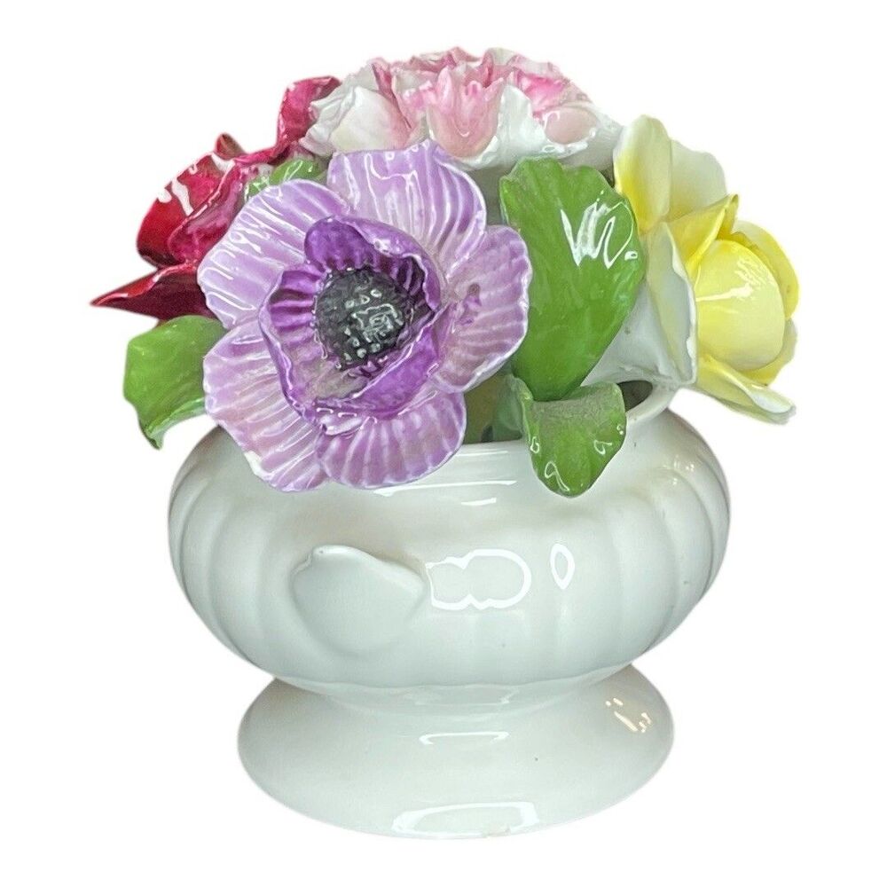 Aynsley England Bone China Rose Flower  Bouquet Pedestal Bowl Vintage September